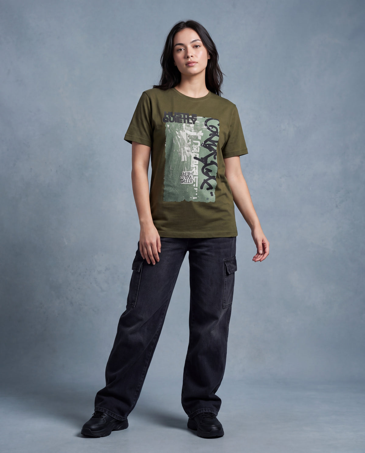 Hustle Quietly Women’s T-Shirt - Olive