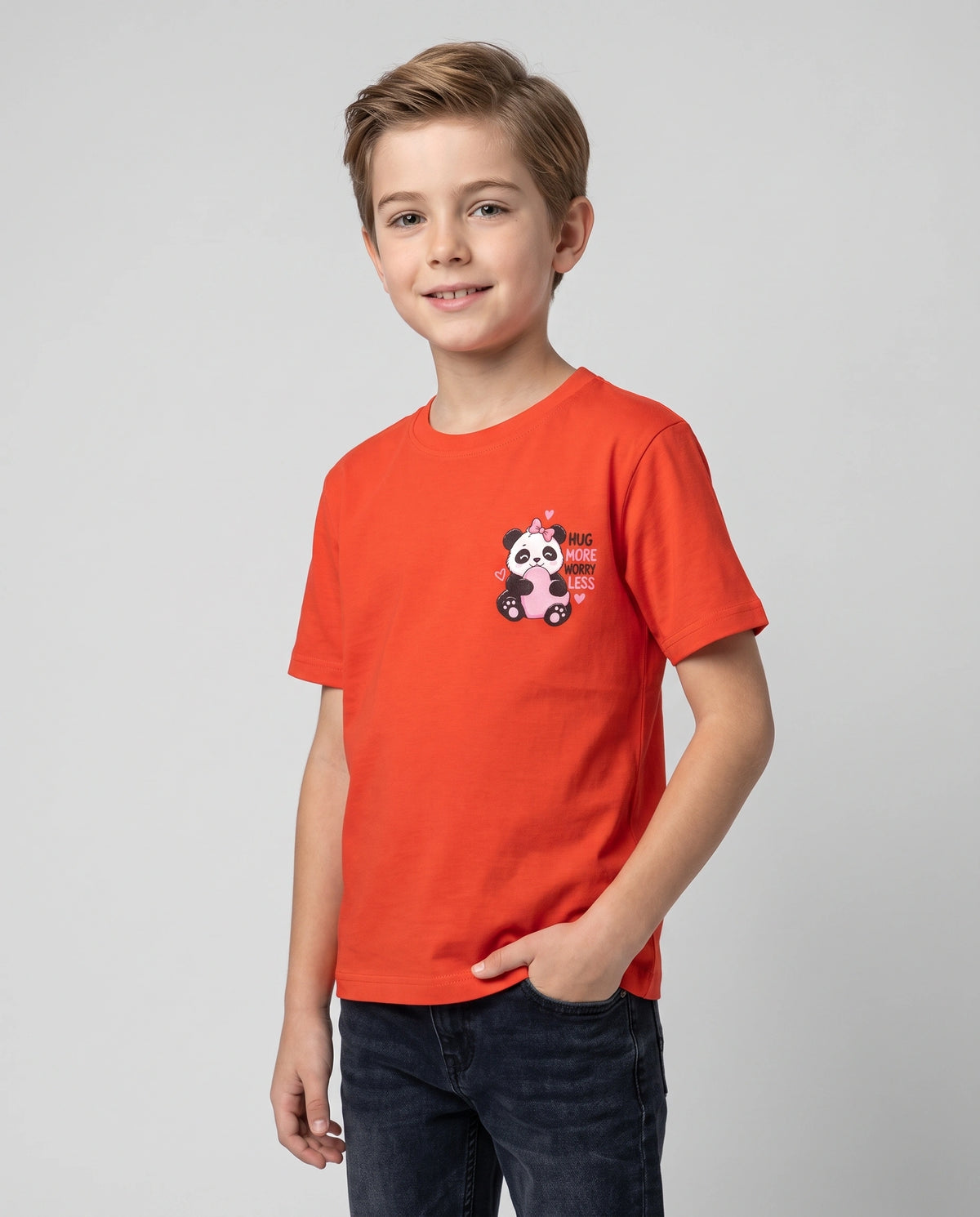 Hug More Worry Less Kids' T-Shirt - Orange
