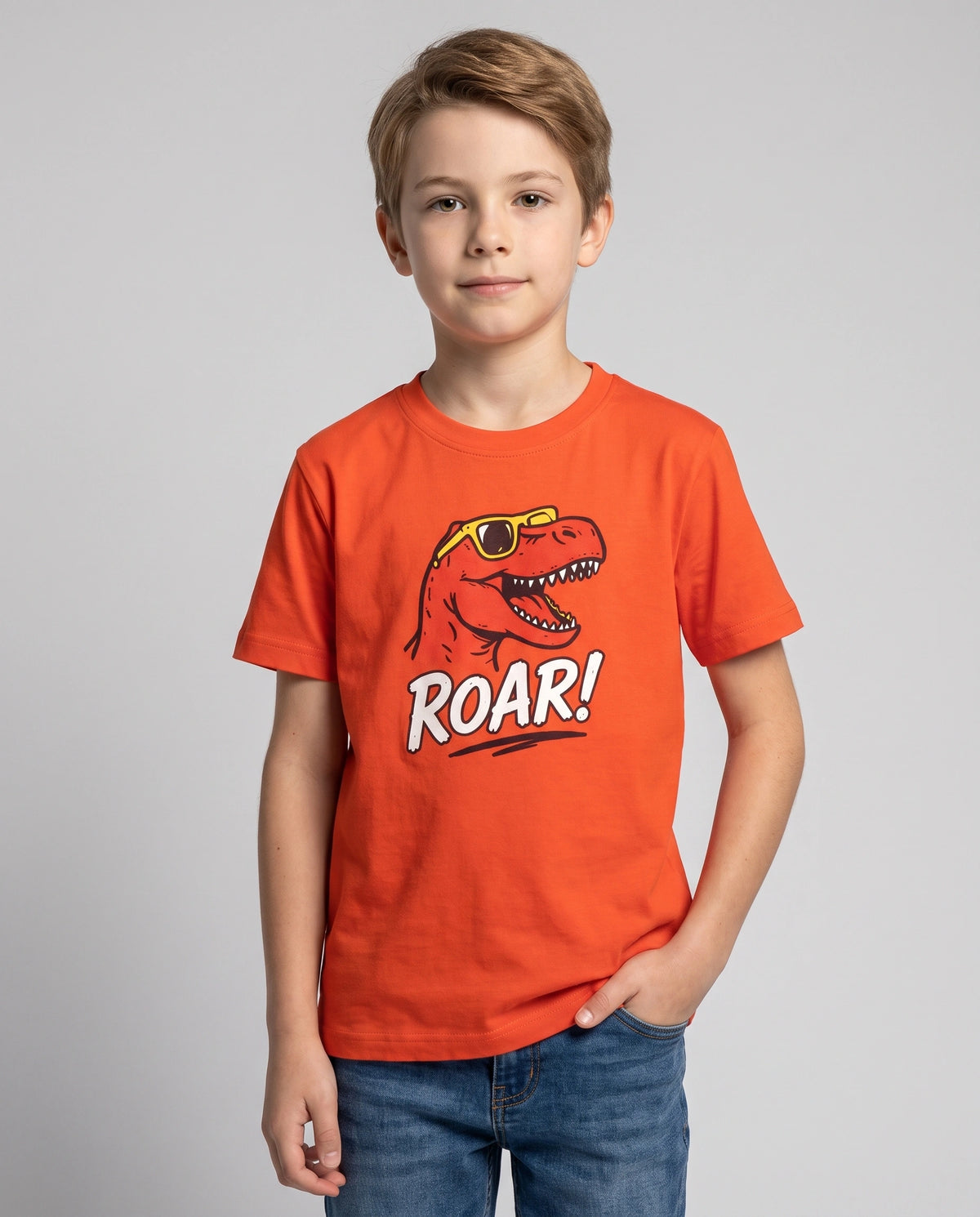 Dino Roar Kids' T-Shirt - Orange